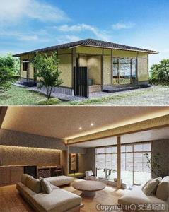 客室棟の㊤外観㊦室内のイメージ（小田急電鉄提供） 
