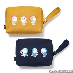 描き下ろしのドラえもんとドラミをプリントした「ドラえもん　ポーチ」＝イメージ＝（ルミネ提供）