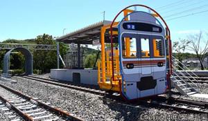 軌道実習線では、車両限界や建築限界を視覚的に把握できるよう工夫を凝らした
