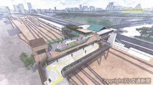 大阪城公園駅接続デッキのイメージ（ＪＲ西日本提供） 
