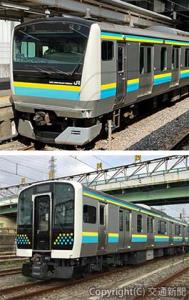 新たに導入する㊤Ｅ２３３系㊦Ｅ１３１系（ＪＲ東日本千葉事業本部提供）