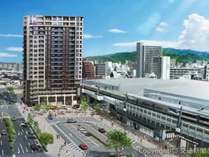 「クレアホームズ松山駅　Ｊ・ＣＲＥＳＴタワー」の外観イメージ（ＪＲ四国提供） 